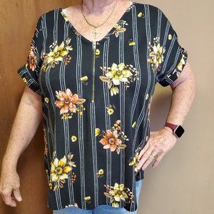 Top fashion of New York women's floral plus size extra large vertical strip